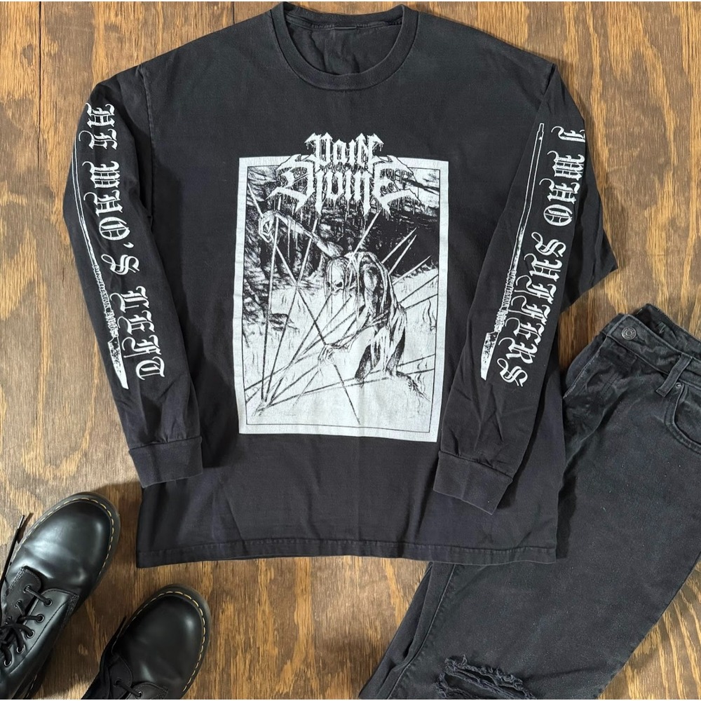 Pain Divine 4-Sided Long Sleeve Metal Band Shirt 22x29 Black Sleeve Print